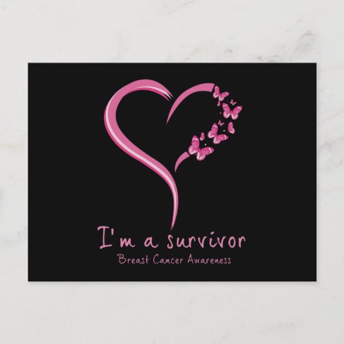 Pink Butterfly Survivor Breast Cancer Awareness Postcard