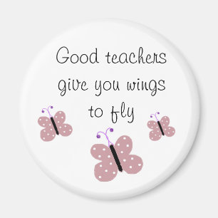 Pink Butterfly Teacher Saying Magnet