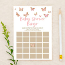 Pink Butterfly Themed Bingo Baby Shower Game Stationery