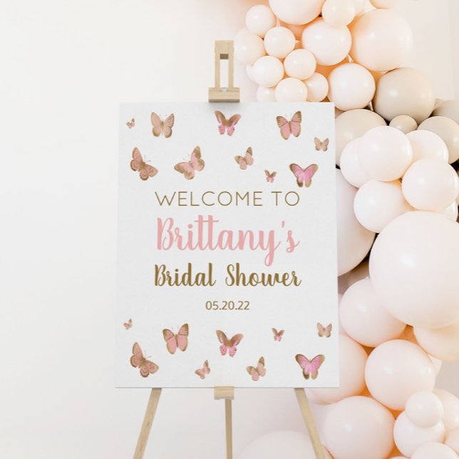 Pink Butterfly Themed Bridal Shower Welcome Sign (Creator Uploaded)