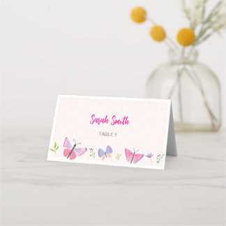 Pink Butterfly Themed Placecard