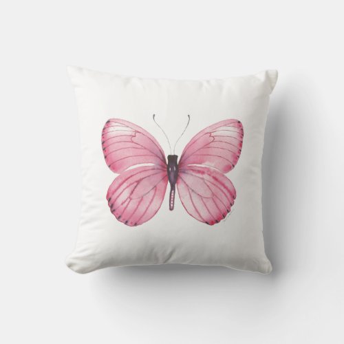 Pink Butterfly Throw Pillow