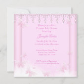 Pink Butterfly Tiara Princess Baby Shower Brunette Invitation (Back)