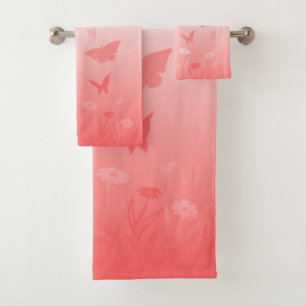 Pink Butterfly Towel Set Beautiful Butterfly Gifts