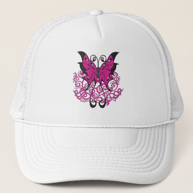 Pink Butterfly Trucker Hat (Front)