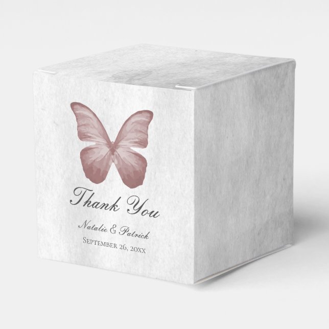 Pink Butterfly Wedding Favor Boxes (Front Side)