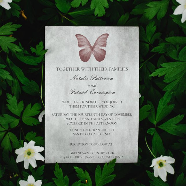 Pink Butterfly Wedding Invitation (Pink Butterfly Wedding Invitation)