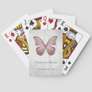 Pink Butterfly Wedding Playing Cards