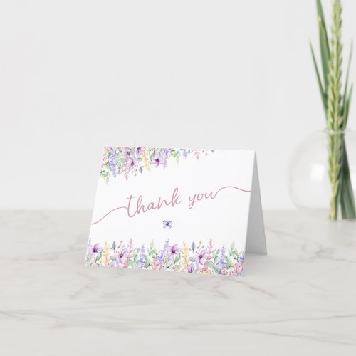 Pink Butterfly Wildflower Garden Brunch Thank You Card