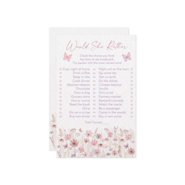 Pink Butterfly Wildflowers Would She Rather Game (Front/Back In Situ)