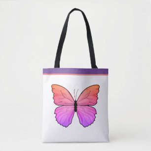 Pink Butterfly with Name Tote Bag