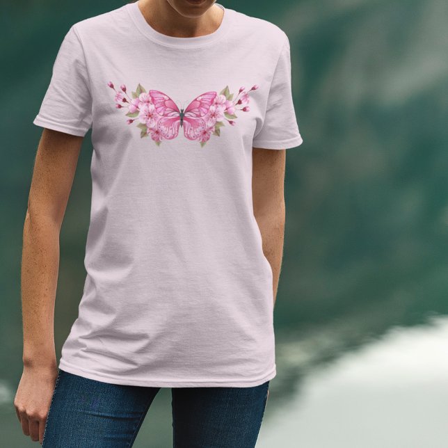 Pink Butterfly with Sakura T-Shirt (Creator Uploaded)