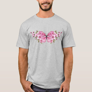 Pink Butterfly with Sakura T-Shirt