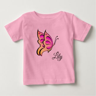 pink  butterfly - your baby name baby T-Shirt