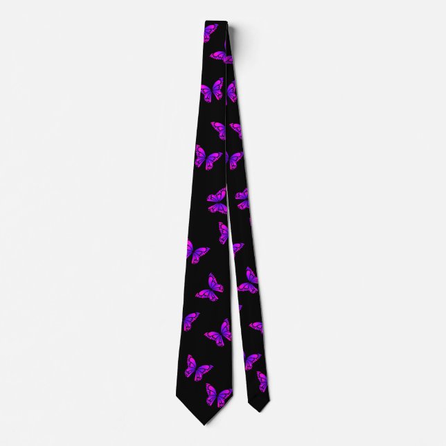 Pink Butterflys by storeman. Neck Tie (Front)