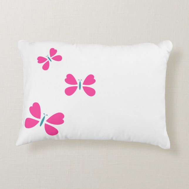 Pink Butterfly's flying Accent Pillow (Back)