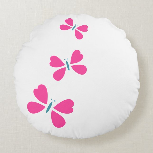 Pink Butterfly's flying  Round Pillow (Front)