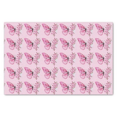 Pink Butterflys Tissue Paper