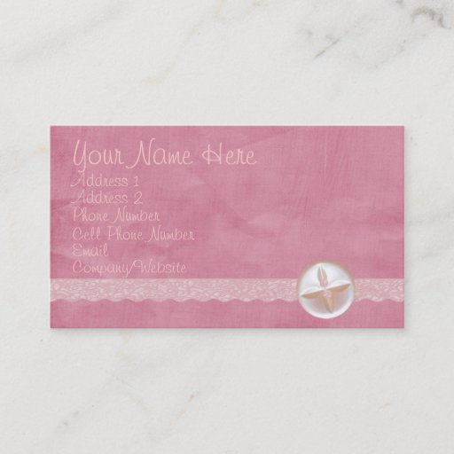 Customizable Pink Button &amp; Lace Business Card