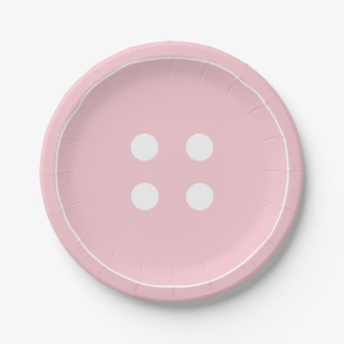 Pink Button Paper Plates
