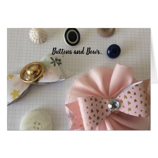 Pink Buttons and Bows Cards (Front Horizontal)