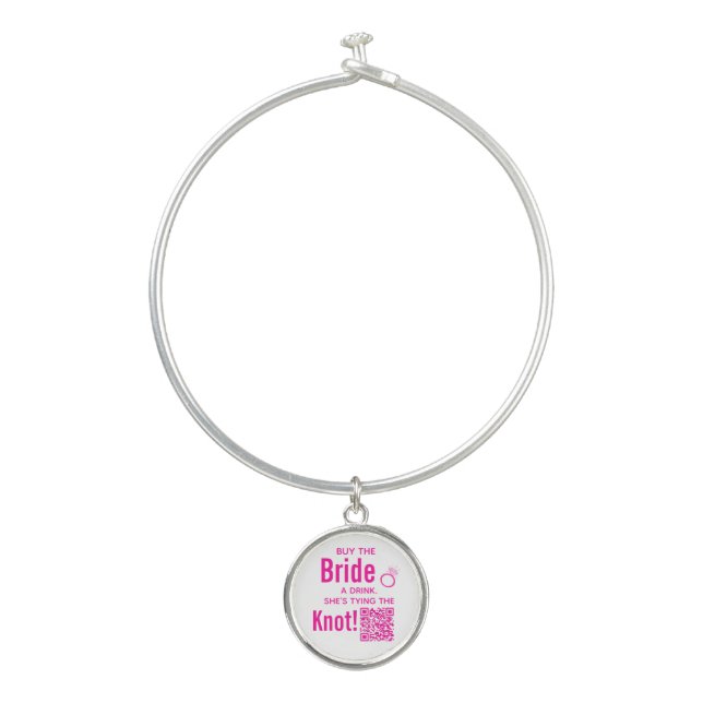 Pink Buy The Bride a Drink Bachelorette Party  Bangle Bracelet (Front)