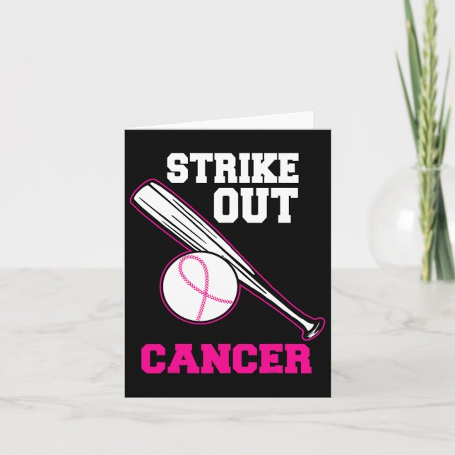 Pink Bysebyll Strike Out Cool Breast Cancer Awaren Card (Front)