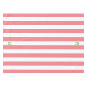 Pink Cabana Stripe & Personalized Green Monogram Tablecloth