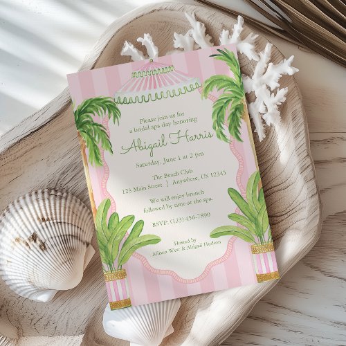 Pink Cabana Stripes Palm Beach  Invitation