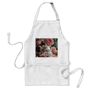 Pink Cabbage Rose Tea Apron