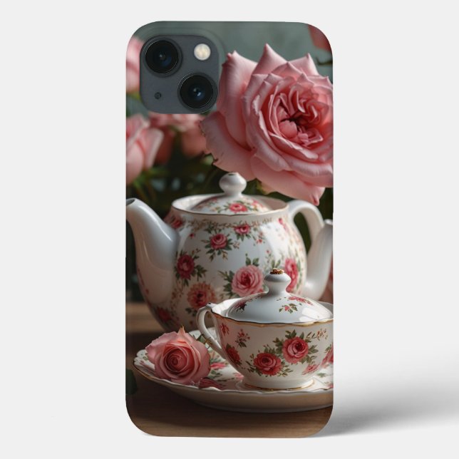 Pink Cabbage Rose Tea iPhone / iPad case (Back)