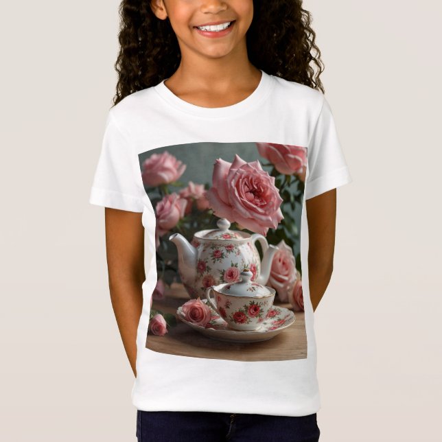 Pink Cabbage Rose Tea  T-Shirt (Front)