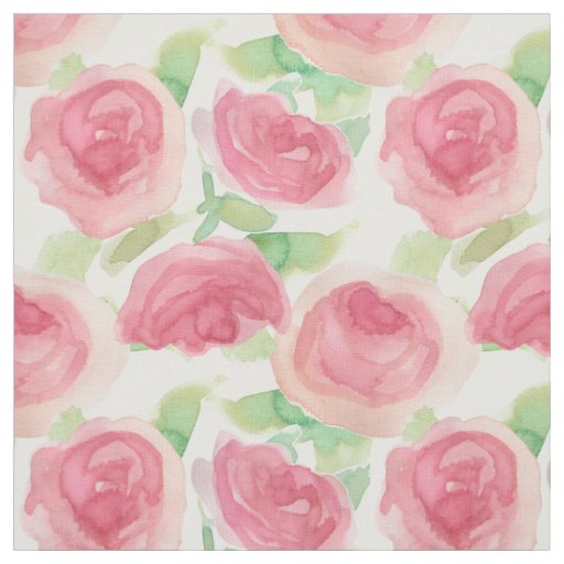 Pink Cabbage Roses English Country Floral  Fabric