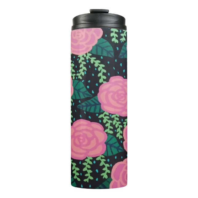 Pink Cabbage Roses  Thermal Tumbler (Front)