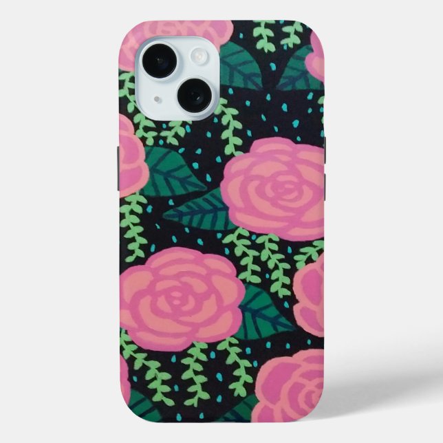 Pink Cabbage Roses Tote Bag Case-Mate iPhone Case (Back)