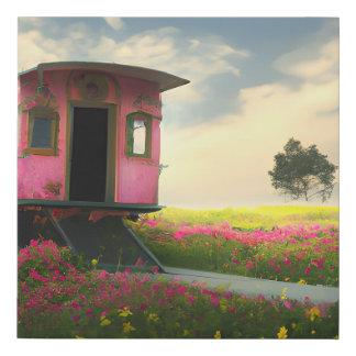 Pink Caboose Faux Canvas Print