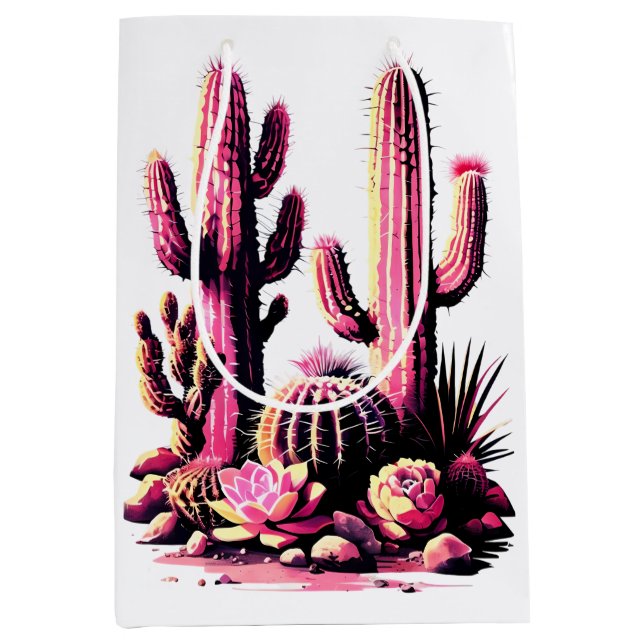 Pink Cacti Batch Medium Gift Bag (Front)