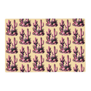 Pink Cacti Batch-Tan Background Placemat