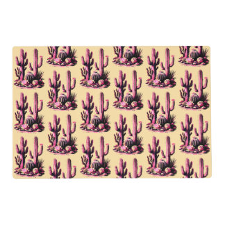Pink Cacti Batch-Tan Background Placemat