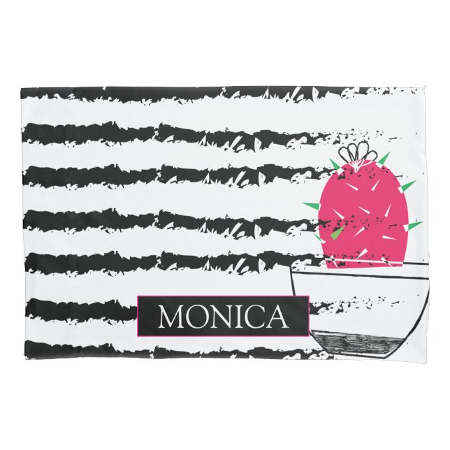 Pink Cactus pattern design Pillow Case (Front)