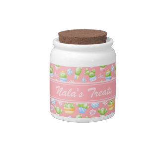 Pink Cactus Pattern Personalized Dog Pet Treat Jar