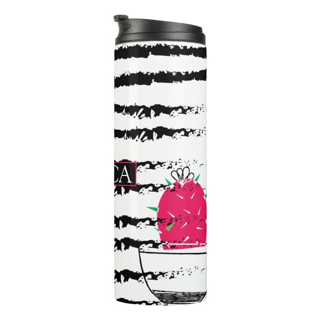 Pink Cactus striped Monogram Thermal Tumbler (Rotated Right)