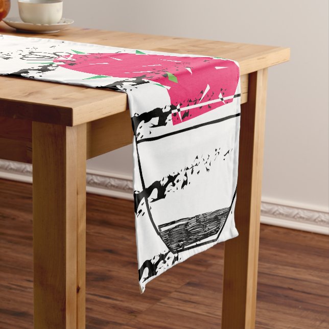 Pink Cactus striped pattern Short Table Runner (In Situ)