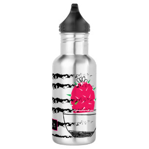 Pink Cactus striped pattern Stainless Steel Water Bottle
