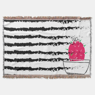 Pink Cactus striped pattern Throw Blanket