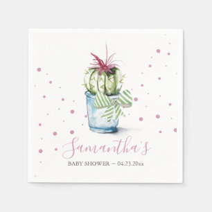 Pink Cactus Theme Baby Shower Napkins