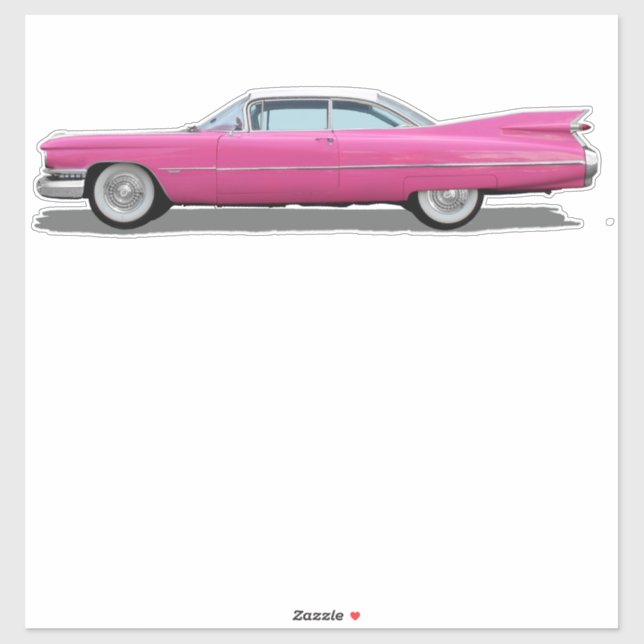 PINK CADDY CAR DIE CUT STYLE BIG STICKER (Sheet)