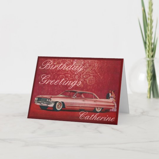 Pink Cadillac Birthday Card | Zazzle.com