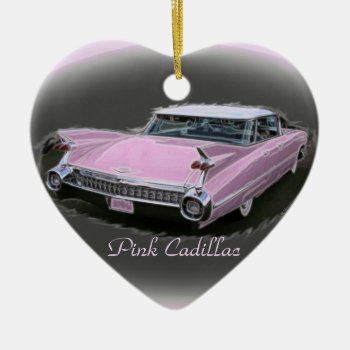 Pink Cadillac Flash Ceramic Ornament by Rosemariesw at Zazzle