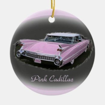 Pink Cadillac Flash Ceramic Ornament by Rosemariesw at Zazzle